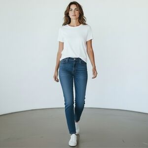 Real Ranch Women's Workwear Full Blue Dark Wash Straight Leg Jeans Size 16 Long